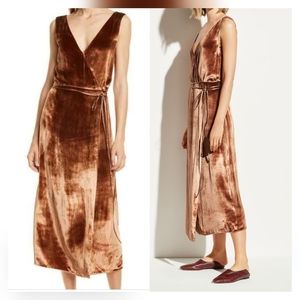 Vince Copper Velvet Midi Wrap Dress